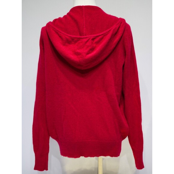 C By Bloomingdale's Red 100% 2-Ply Cashmere Full-Zip Hoodie Sweater Women Size S - Picture 5 of 15